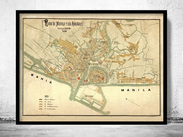 Old Map of Manila Philippines 1898 Vintage Map | Vintage Poster Wall Art Print | Wall Map Print | Old Map Print | Map Gift