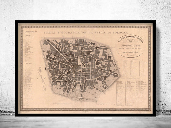 Old Map of Bologna Italy 1822 Old Map | Vintage Poster Wall Art Print | Wall Map Print | Old Map Print | Map Gift | Anniversary gift