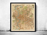 Vintage Map of Rome Roma Italy 1930 Old Map of Rome | Vintage Poster Wall Art Print | Wall Map Print | Old Map Print | Map Gift