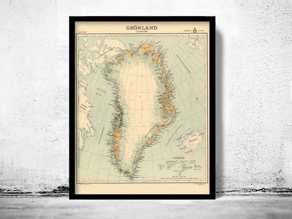 Old Map of Greenland Groenland 1937 Vintage map | Vintage Poster Wall Art Print | Wall Map Print | Old Map Print | Map Gift