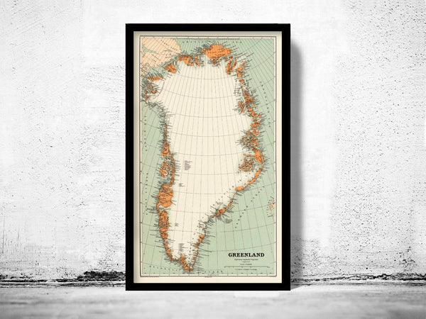 Old Map of Greenland Groenland 1929 Vintage Map | Vintage Poster Wall Art Print | Wall Map Print | Old Map Print | Map Gift