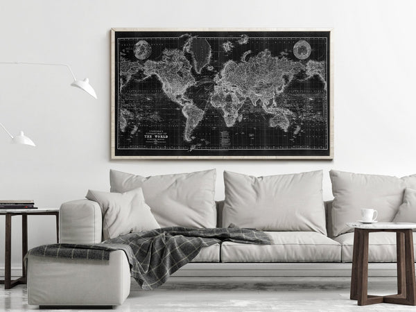 OLD WORLD MAP - Black and Sepia - world map poster print | World Map Gift World Map Print | world map black and white | World Map Wall Art