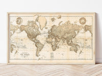 OLD WORLD MAP - Black and Sepia - world map poster print | World Map Gift World Map Print | world map black and white | World Map Wall Art