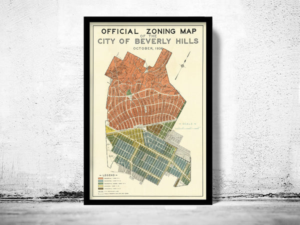 Old Map of Beverly Hills California 1936 Vintage Map | Vintage Poster Wall Art Print | Wall Map Print | Old Map Print | Map Gift