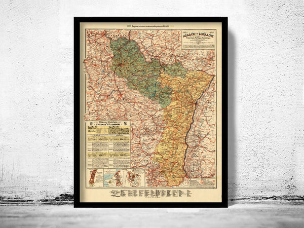 Old Map of Alsace-Lorraine Alsace-Moselle 1919 Vintage Map | Vintage Poster Wall Art Print | Wall Map Print | Old Map Print | Map Gift