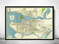 Old Map of Vancouver British Columbia Canada Vancouver BC Map Vintage Map | Vintage Poster Wall Art Print | Wall Map Print | Old Map Print