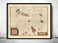 Old Map of Cape Verde Islands Cabo Verde 1666 Mapa de Cabo Verde | Vintage Poster Wall Art Print | Wall Map Print | Old Map Print