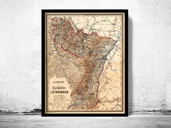 Old Map of Alsace-Lorraine Alsace-Moselle 1885 | Vintage Poster Wall Art Print | Wall Map Print | Old Map Print | Map Gift