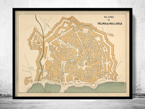 Old Map of Palma de Mallorca Maiorca Majorca 1905 Vintage Map | Vintage Poster Wall Art Print | Wall Map Print | Old Map Print | Map Gift