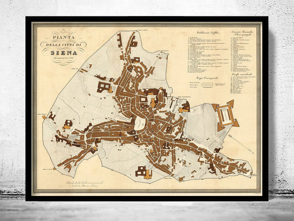 Old Map of Siena Italy 1840 Siena Italia Vintage Map | Vintage Poster Wall Art Print | Wall Map Print | Old Map Print | Map Gift