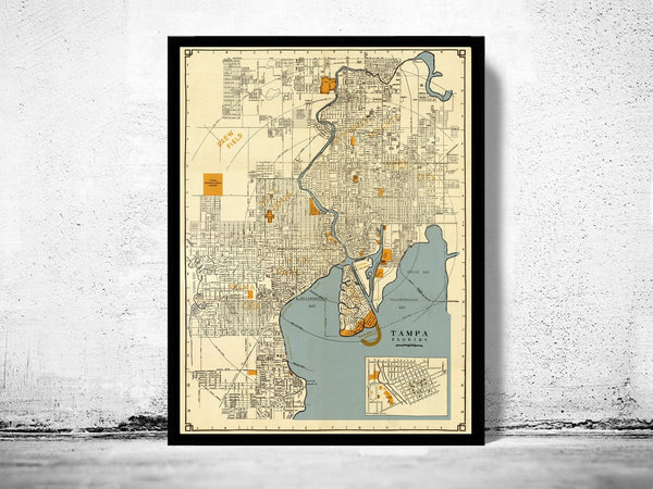 Old Map of Tampa Florida 1947 Vintage Map of Tampa City Florida| Vintage Poster Wall Art Print | Wall Map Print | Old Map Print | Map Gift