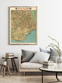 Old Map of Cote D Azur France 1928 Vintage Map | Vintage Poster Wall Art Print | Wall Map Print | Old Map Print | Map Gift