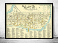 Old map old Atlantic City New Jersey 1891 Vintage Map | Vintage Poster Wall Art Print | Wall Map Print | Old Map Print | Map Gift