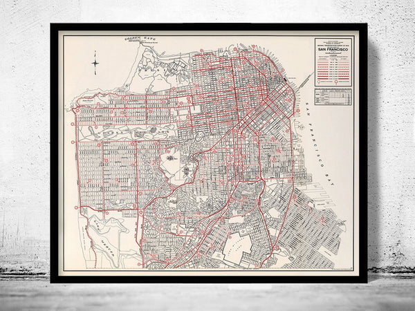 Old Map of San Francisco 1934 Traffic Map Vintage Map | Vintage Poster Wall Art Print | Wall Map Print | Old Map Print | Map Gift