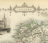 Old Map of Ireland 1851 Beautiful Map of Ireland with gravures Vintage Map | Vintage Poster Wall Art Print | Wall Map Print | | Map Gift