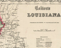 Old Map Louisiana State 1865 United States of America | Vintage Poster Wall Art Print | Wall Map Print | Old Map Print | Map Gift