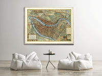 Old Map of Lyon France 1593 Vintage Map of Lyon | Vintage Poster Wall Art Print | Wall Map Print | Old Map Print | Map Gift