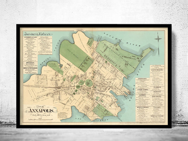 Old Map of Annapolis Maryland 1878 Vintage Map | Vintage Poster Wall Art Print | Wall Map Print | Old Map Print | Map Gift