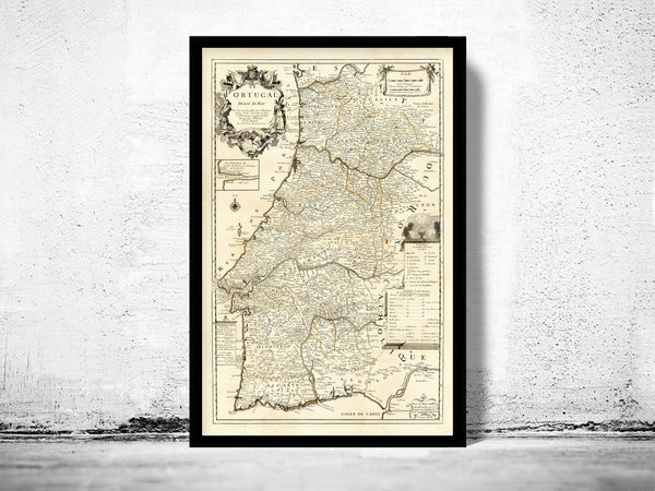 Old Map of Portugal 1700 Mapa de Portugal Portuguese Map Vintage Map| Vintage Poster Wall Art Print | Wall Map Print | Old Map Print