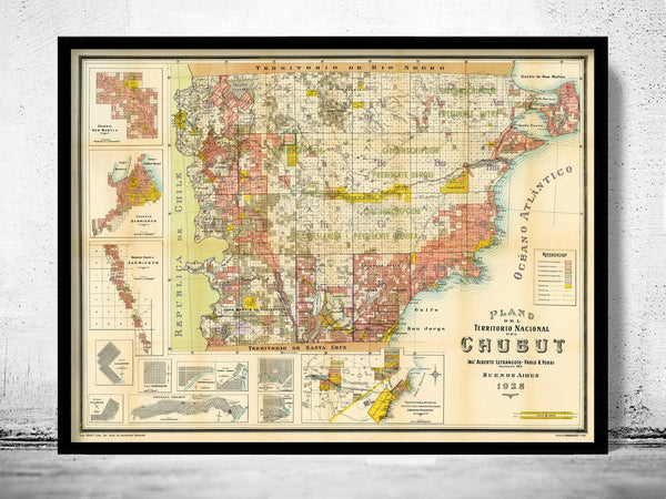 Old Map of Chubut Argentina 1928 Vintage Map | Vintage Poster Wall Art Print | Wall Map Print | Old Map Print | Map Gift