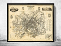 Old Map of Manchester City 1824 Vintage Map | Vintage Poster Wall Art Print | Wall Map Print | Old Map Print | Map Gift | Anniversary gift