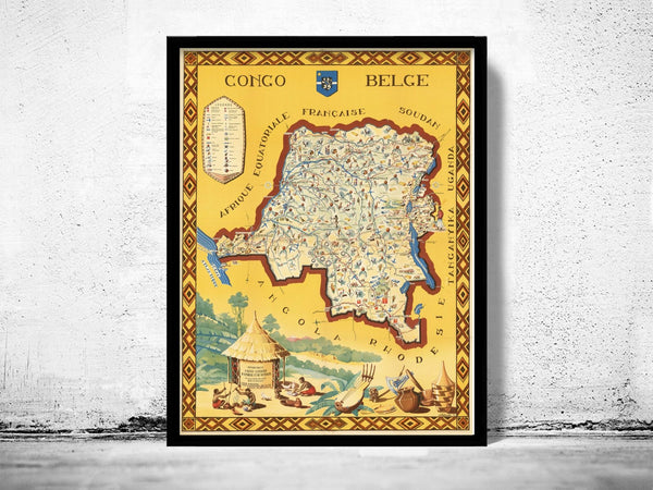 Old Map of Belgian Congo Congo Belge Central Africa 1949 | Vintage Poster Wall Art Print | Wall Map Print | Old Map Print | Map Gift