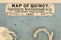 Old Map of Quincy 1897 Massachusetts Vintage Map | Vintage Poster Wall Art Print | Wall Map Print | Old Map Print | Map Gift