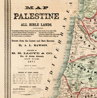 Bible Readers Vintage Map Palestine Jerusalem 1873 Religious | Vintage Poster Wall Art Print | | Map Gift | Anniversary gift