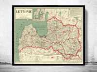 Old Map of Latvia 1926 Vintage Map Lettonie Chart | Vintage Poster Wall Art Print | Wall Map Print | Old Map Print