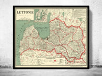 Old Map of Latvia 1926 Vintage Map Lettonie Chart | Vintage Poster Wall Art Print | Wall Map Print | Old Map Print | Map Gift