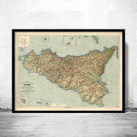 Old Map of Sicily Sicilia Italy 1891 Vintage Map | Vintage Poster Wall Art Print | Wall Map Print | Old Map Print | Map Gift