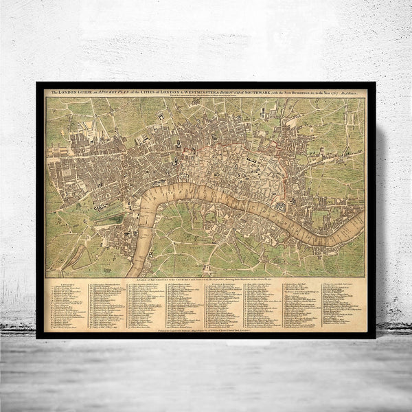 Old Map of London 1767 Vintage London Map | Vintage Poster Wall Art Print | Wall Map Print | Old Map Print | Map Gift | Anniversary gift