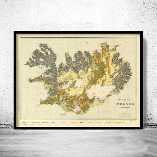 Old Map of Iceland islandia 1898 Geological map Vintage Map | Vintage Poster Wall Art Print | Wall Map Print | Old Map Print | Map Gift