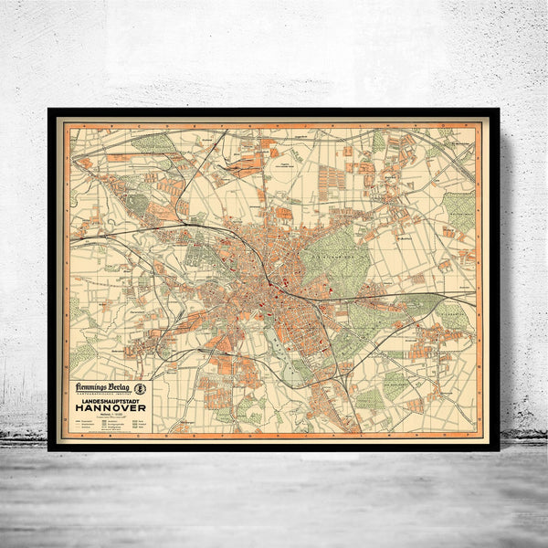 Old Map of Hanover Germany 1949 Hanover | Vintage Poster Wall Art Print | Wall Map Print | Old Map Print | Map Gift | Anniversary gift