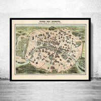 Old Map of Paris Monumentale France 1878 Vintage Map | Vintage Poster Wall Art Print | Wall Map Print | Old Map Print | Map Gift