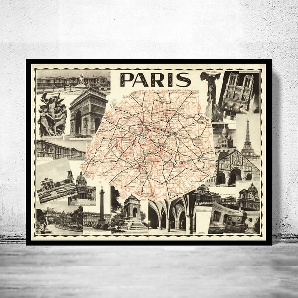 Old Map of Paris Guide 1937 Vintage Map | Vintage Poster Wall Art Print | Wall Map Print | Old Map Print | Map Gift | Anniversary gift