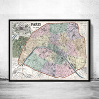 Old Map of Paris, France 1878 | Vintage Poster Wall Art Print | Wall Map Print | Old Map Print | Map Gift | Anniversary gift