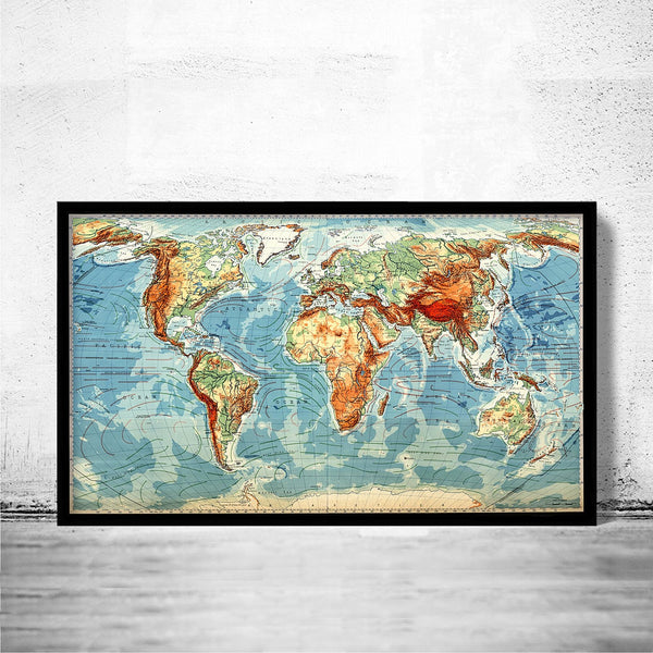 Great World Map Vintage Atlas Mercator projection Vintage Map | World Map Gift World Map Print | Vintage World Map | World Map Wall Art