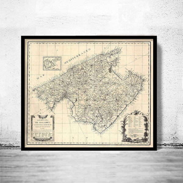 Old Map of Mallorca Maiorca Majorca 1814 Vintage Map | Vintage Poster Wall Art Print | Wall Map Print | Old Map Print | Map Gift