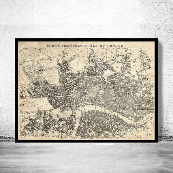 Old Map of London England 1845 Vintage Map of London | Vintage Poster Wall Art Print | Wall Map Print | Old Map Print | Map Gift