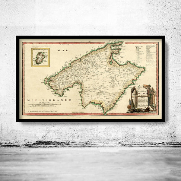 Old Map of Mallorca Island Spain 1773 Mapa Viejo de Mallorca | Vintage Poster Wall Art Print | Wall Map Print | Old Map Print | Map Gift