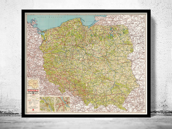 Old Map of Poland 1947 Vintage Map | Vintage Poster Wall Art Print | Wall Map Print | Old Map Print