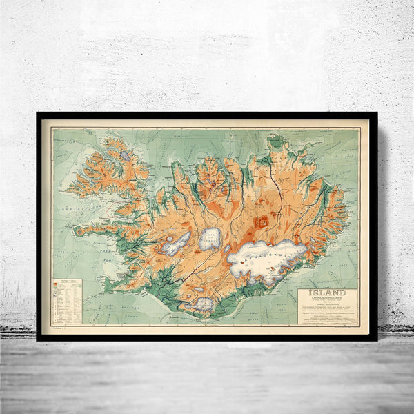 Old Map of Iceland Islandia 1928 Vintage Map of Iceland | Vintage Poster Wall Art Print | Wall Map Print | Old Map Print | Map Gift