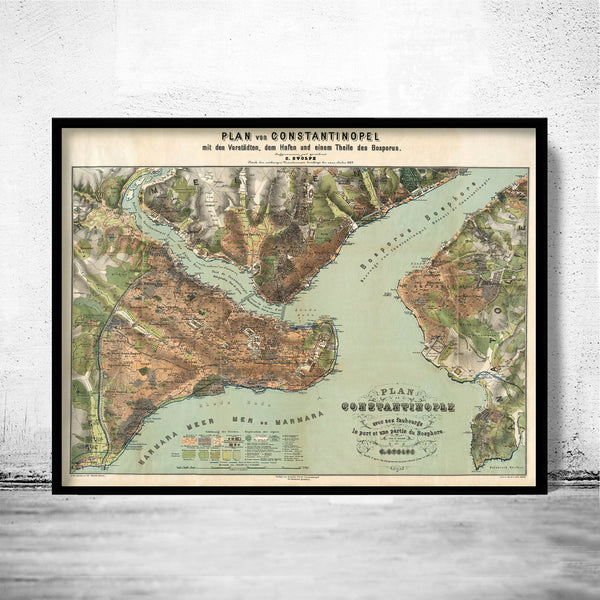 Old Map of Istanbul Constantinople, Turkey 1882 Vintage map | Vintage Poster Wall Art Print | Wall Map Print | Old Map Print | Map Gift