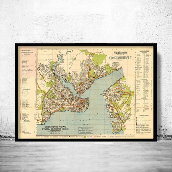 Old Map of Istanbul 1922 Constantinople Turkey Vintage Map | Vintage Poster Wall Art Print | Wall Map Print | Old Map Print | Map Gift