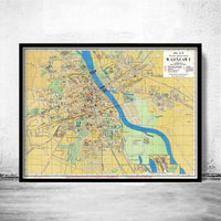 Old Map of Warsaw 1925 Poland Vintage Map | Vintage Poster Wall Art Print | Wall Map Print | Old Map Print