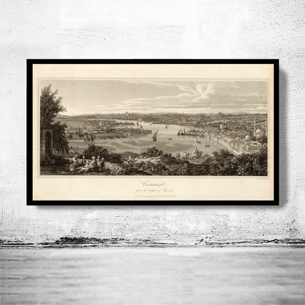 Old Constantinople Istanbul Panoramic View 1811 | Vintage Poster Wall Art Print | | Map Gift | Anniversary gift | Housewarming Gift