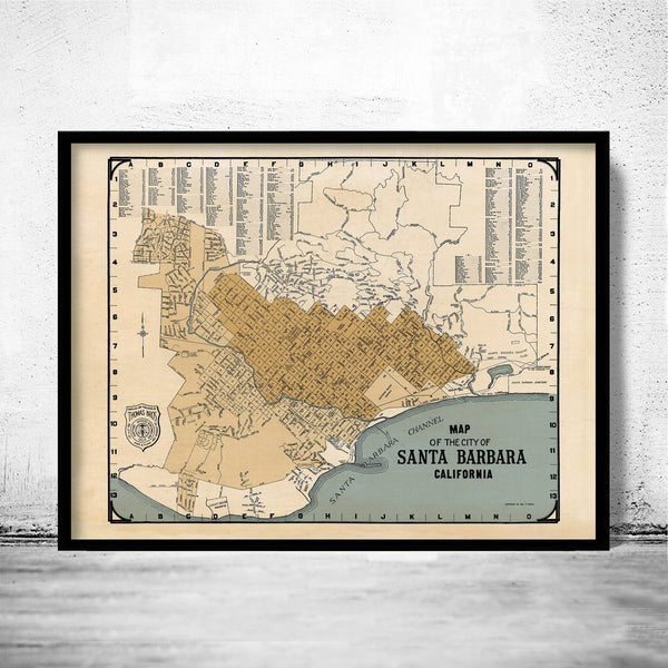 Old map Santa Barbara California 1920 Vintage Map | Vintage Poster Wall Art Print | Wall Map Print | Old Map Print | Map Gift