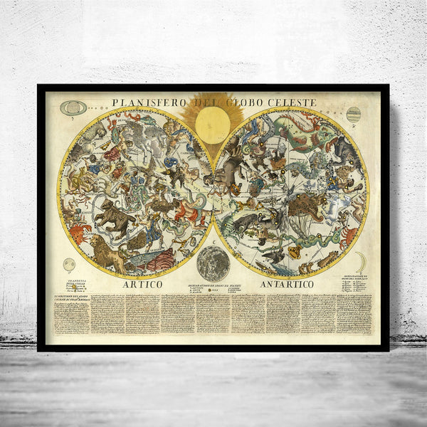 Old Celestial Map Vintage Astronomy 1700 Vintage Map | Vintage Poster Wall Art Print | | Map Gift | Anniversary gift | Housewarming Gift