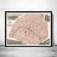 Old Map of Paris Guide 1892 Vintage Map | Vintage Poster Wall Art Print | Wall Map Print | Old Map Print | Map Gift | Anniversary gift